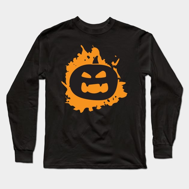 Evil Angry Pumpkin Long Sleeve T-Shirt by MonkeyBusiness